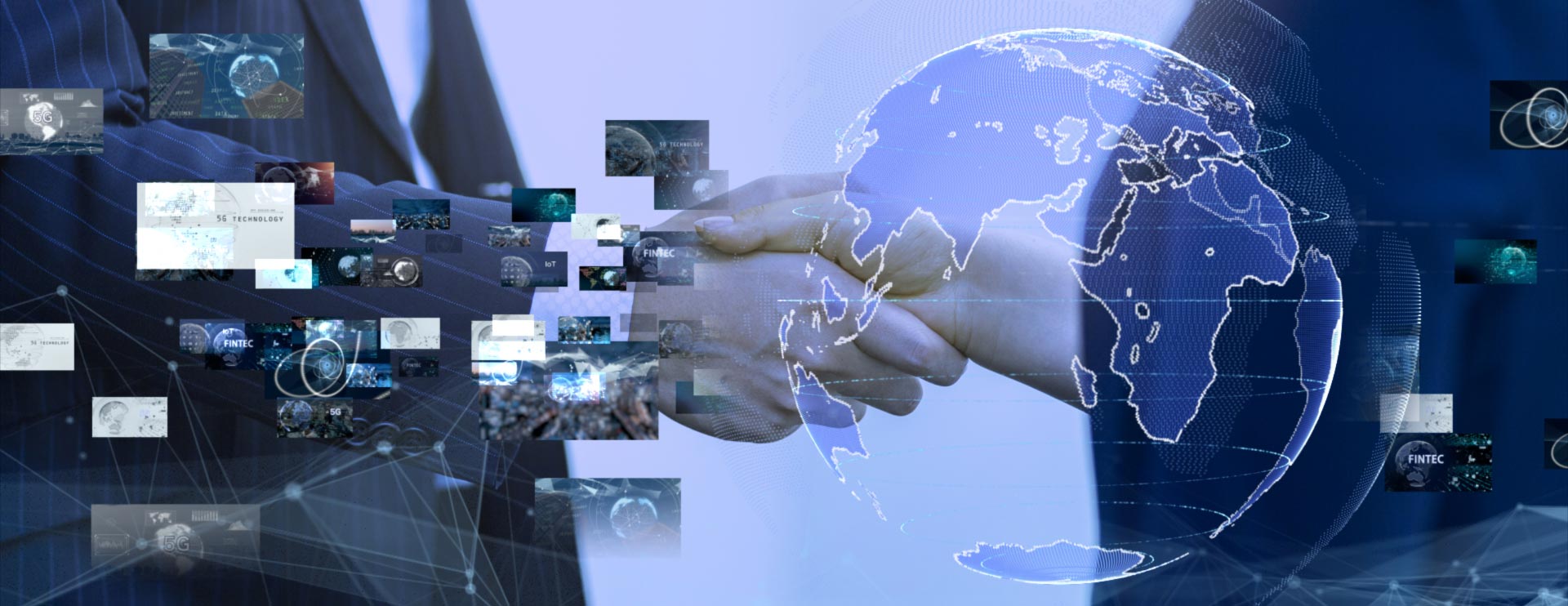 Viele Bilder von Sicherheitsszenarien überlagern Foto von Sicherheitsdienst-Mitarbeitern.